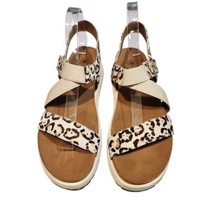 NWOB OTBT SIERRA LEOPARD PRINT CALF HAIR SANDSLS SZ 8.5
